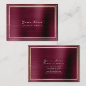 ストライプメタリックミニマルブルゴーニュ・マルーン 名刺 (正面/裏面)