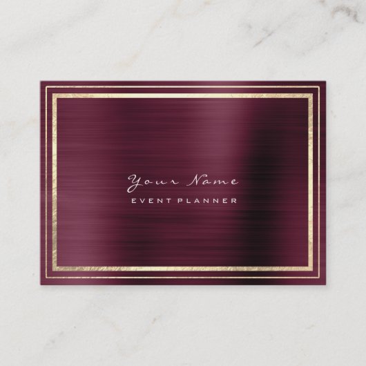 ストライプメタリックミニマルブルゴーニュ・マルーン 名刺 (正面)
