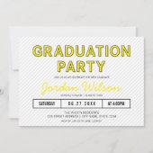 ストライプモダンイエロー卒業党 招待状 (正面)