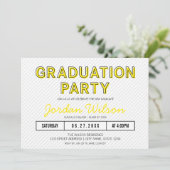 ストライプモダンイエロー卒業党 招待状 (スタンド正面)