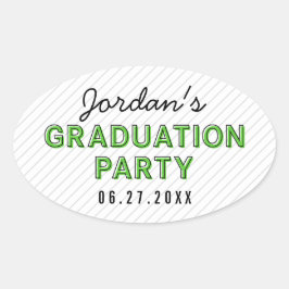 ストライプモダングリーン卒業党 楕円形シール