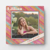 ストライプモダンパステル写真名カスタム大学院 フォトプラーク (正面)