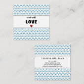 ストライプモダンChevron Pattern "MADE WITH LOVE" スクエア名刺 (正面/裏面)