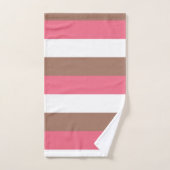 ストライプモチャブラウンピンクホワイト バスタオルセット (ハンドタオル)