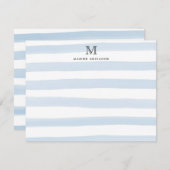 ストライプモノグラムベビーブルーウォーターモダンカラーシック ノートカード (正面/裏面)