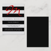 ストライプモノグラムレッド書道名刺 名刺 (正面/裏面)