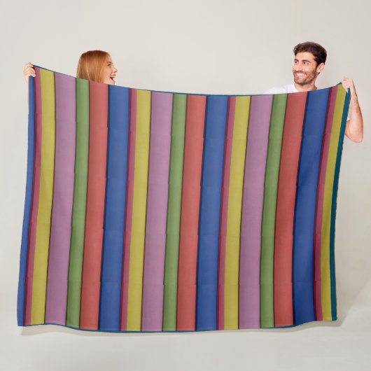 ストライプユニーク多色緑ブルーピンクイエロー フリースブランケット (インサイチュ)