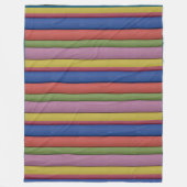 ストライプユニーク多色緑ブルーピンクイエロー フリースブランケット (正面)