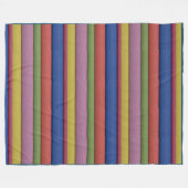 ストライプユニーク多色緑ブルーピンクイエロー フリースブランケット (正面(横))