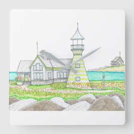 ストライプライトハウスウォールクロック スクエア壁時計