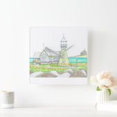 ストライプライトハウスウォールクロック スクエア壁時計 (ホーム)