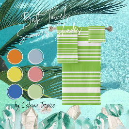 ストライプライムグリーン&ホワイトバスタオルセット バスタオルセット