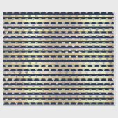 ストライプラインミニマルシルバーハート金ゴールドブルーネイビー ラッピングペーパー (フラット)