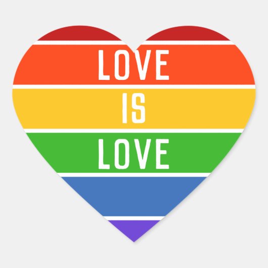ストライプレインボー・ホワイト・ラブ・イズ・ラブ ハートシール (正面)