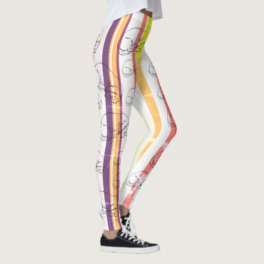 ストライプレギンス、眠るダックスシュント犬 レギンス (右)