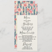 ストライプ上のピンクの水彩花 招待状 (正面/裏面)
