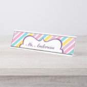 ストライプ先生パーソナライズされたデスク名プレート デスクネームプレート (正面)