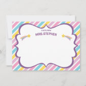 ストライプ先生パーソナライズされた文房具の注記 サンキューカード (正面)