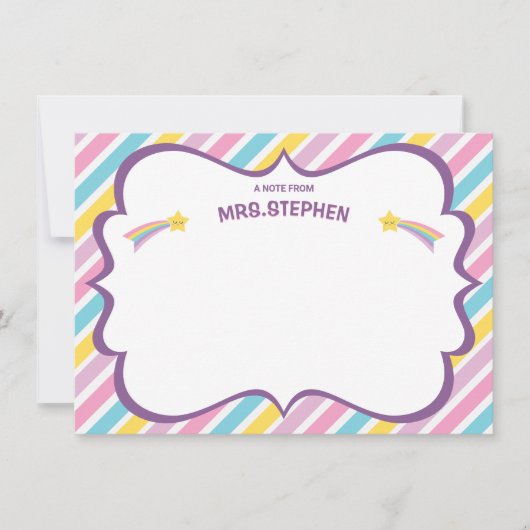 ストライプ先生パーソナライズされた文房具の注記 サンキューカード (正面)
