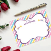 ストライプ先生パーソナライズされた文房具の注記 サンキューカード