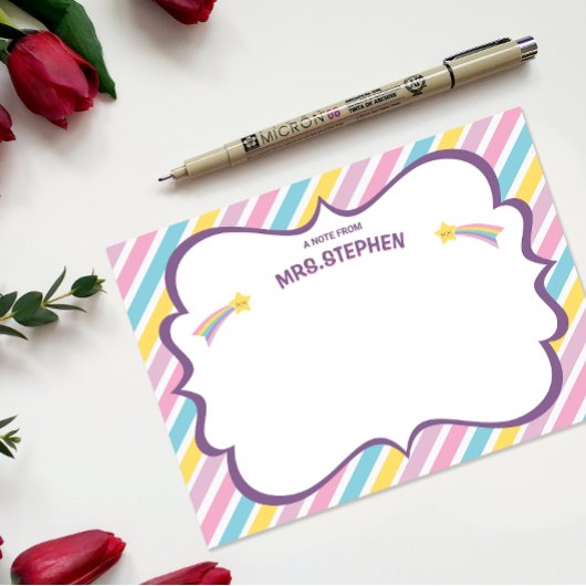 ストライプ先生パーソナライズされた文房具の注記 サンキューカード