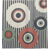 ストライプ円パターン シャワーカーテン (正面)