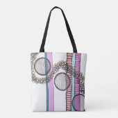 ストライプ円、ピンク、抽象芸術アート、お名前 トートバッグ (裏面)