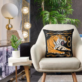 ストライプ動物性大きな猫タイガーオンキュート黒モダン色 クッション