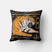 ストライプ動物性大きな猫タイガーオンキュート黒モダン色 クッション (裏面)