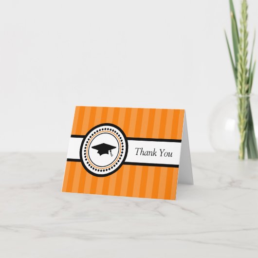 ストライプ卒業キャップサンキューカード（オレンジ） サンキューカード (正面)
