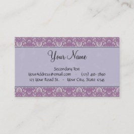 ストライプ及びモノグラムが付いているラベンダーのダマスク織の銀 名刺