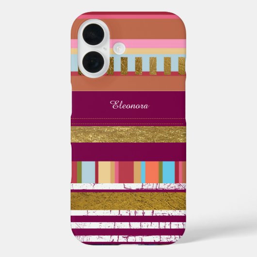 ストライプ名カラフル Case-Mate iPhoneケース (裏面)