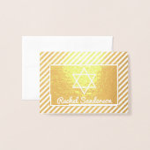 ストライプ実在Gold Foil Photoバルミツワー 箔カード (封筒付き正面)