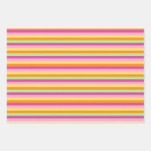 ストライプ抽象芸術カラフルフローラ鮮やかギフト ラッピングペーパーシート (正面2)