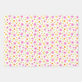 ストライプ抽象芸術カラフルフローラ鮮やかギフト ラッピングペーパーシート (正面)