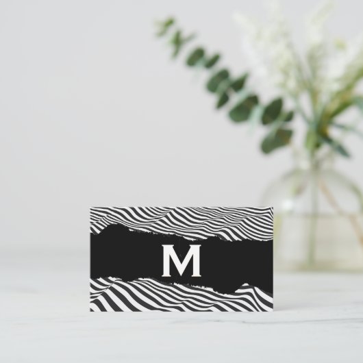 ストライプ抽象芸術 |破れたエフェクト名刺 名刺 (スタンド正面)