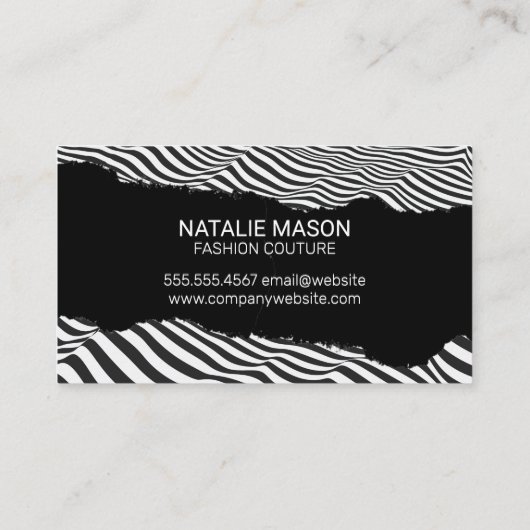 ストライプ抽象芸術 |破れたエフェクト名刺 名刺 (裏面)