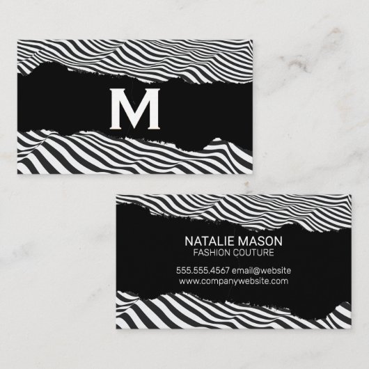 ストライプ抽象芸術 |破れたエフェクト名刺 名刺 (正面/裏面)