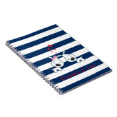 ストライプ柄のパーソナライズされたラブリーな犬たち ノートブック (右側)