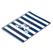 ストライプ柄のパーソナライズされたラブリーな犬たち ノートブック (左側)