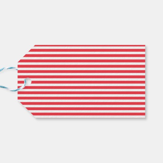 ストライプ柄の赤と白のシンプルな水平ストライプ ギフトタグ (裏面横)