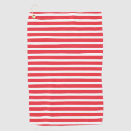 ストライプ柄の赤と白のシンプルな水平ストライプ ゴルフタオル