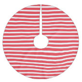 ストライプ柄の赤と白のシンプルな水平ストライプ ブラッシュドポリエステルツリースカート (正面)