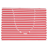 ストライプ柄の赤と白のシンプルな水平ストライプ ラージペーパーバッグ (裏面)