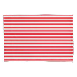ストライプ柄の赤と白のシンプルな水平ストライプ 枕カバー