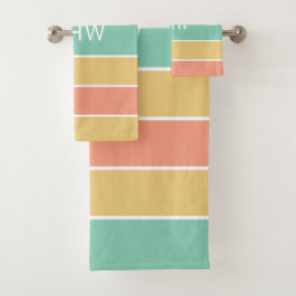 ストライプ模様カスタムモノグラムタオルセット バスタオルセット