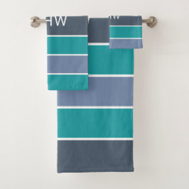 ストライプ模様カスタムモノグラムタオルセット バスタオルセット