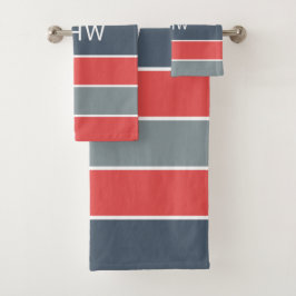 ストライプ模様カスタムモノグラムタオルセット バスタオルセット