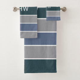 ストライプ模様カスタムモノグラムタオルセット バスタオルセット