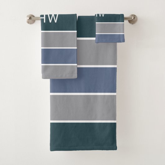 ストライプ模様カスタムモノグラムタオルセット バスタオルセット (インサイチュ)